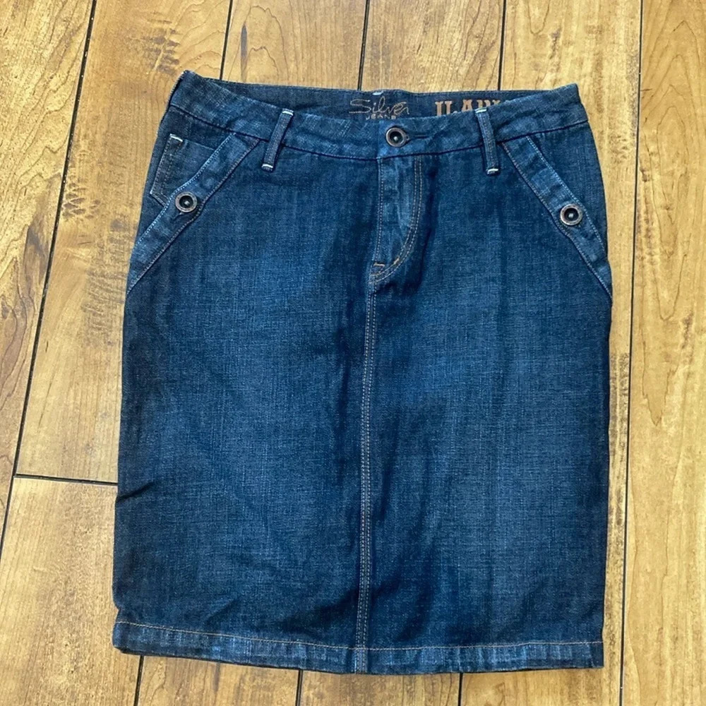 Vintage silver ilaria jean skirt